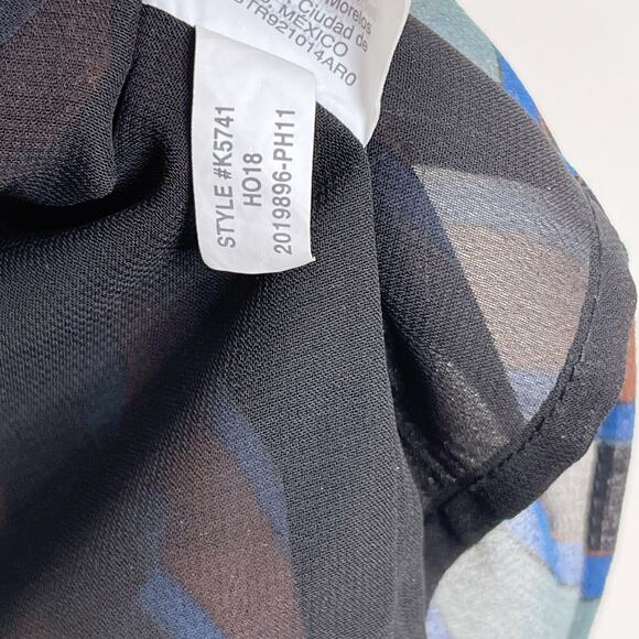 Madewell Sheer Sleeve Top in Academy Stripe Small Black Blue Green Copper Blouse - Picture 9 of 10